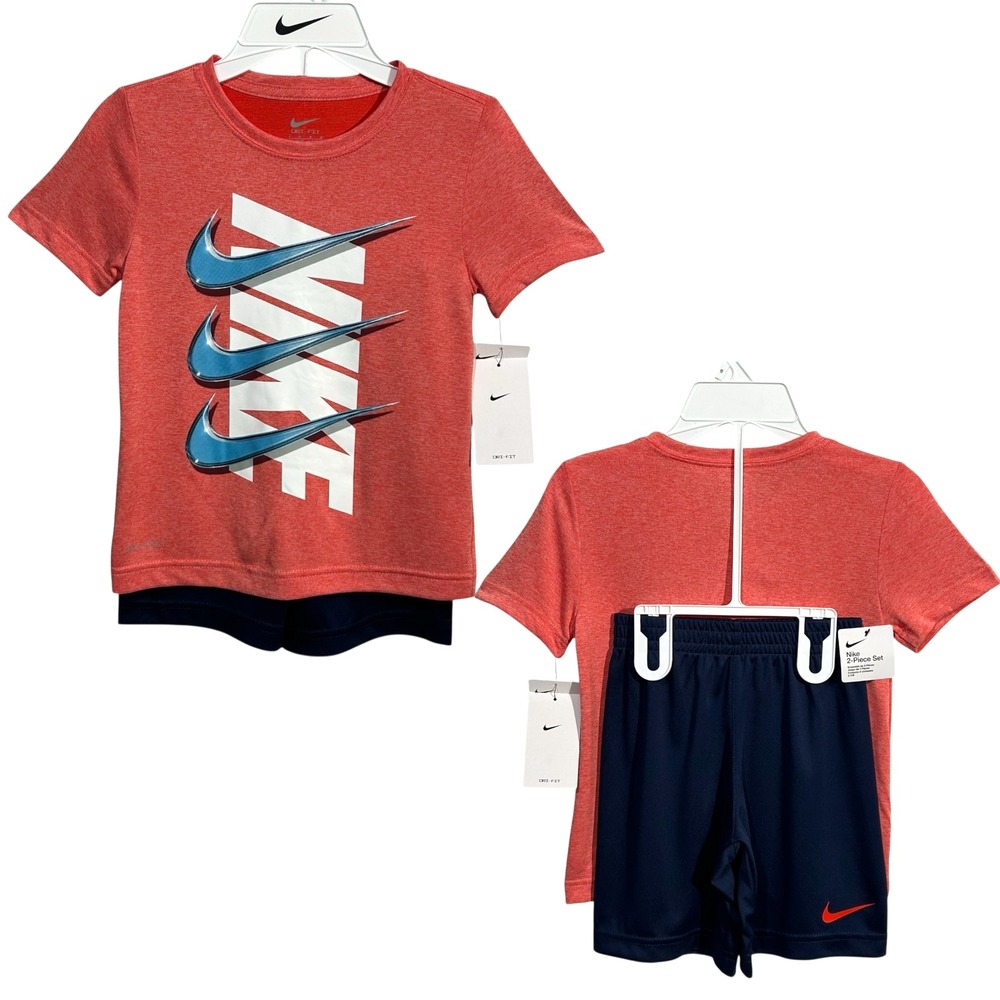 Nike Little Boys Dri-FIT T-Shirt & Shorts Outfit Set Size 6 Navy Blue Multi
